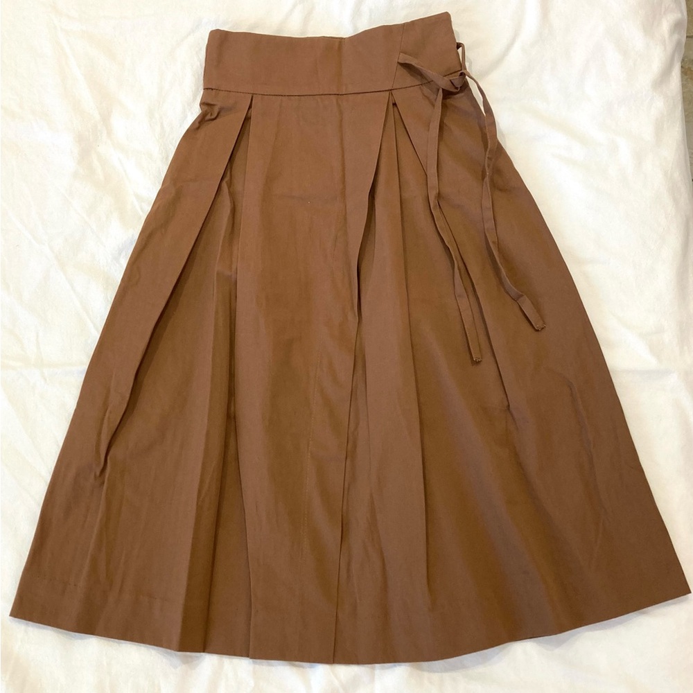 Iris and Ink Italian Designer Pleated Tan Brown Skirt Size 0